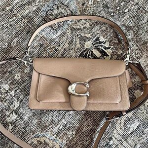 Coach Tabby 26 Taupe Leather Shoulder Bag